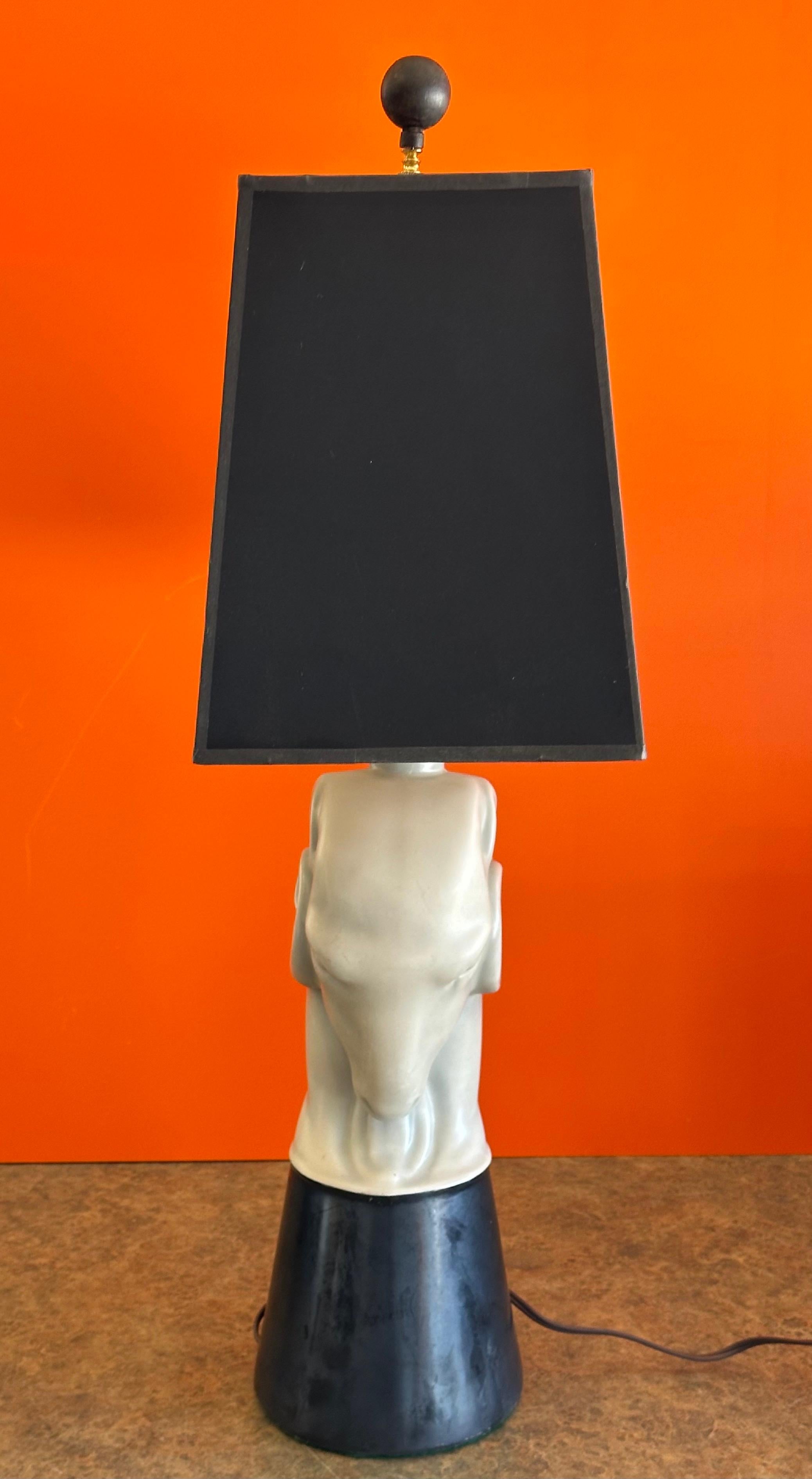 Hollywood Regency Ceramic Ram's Head Figurative Table Lamp For Sale 3