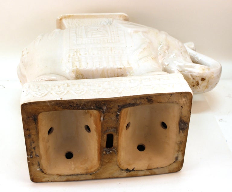 Hollywood Regency Ceramic White Elephant Garden Stool at 1stDibs
