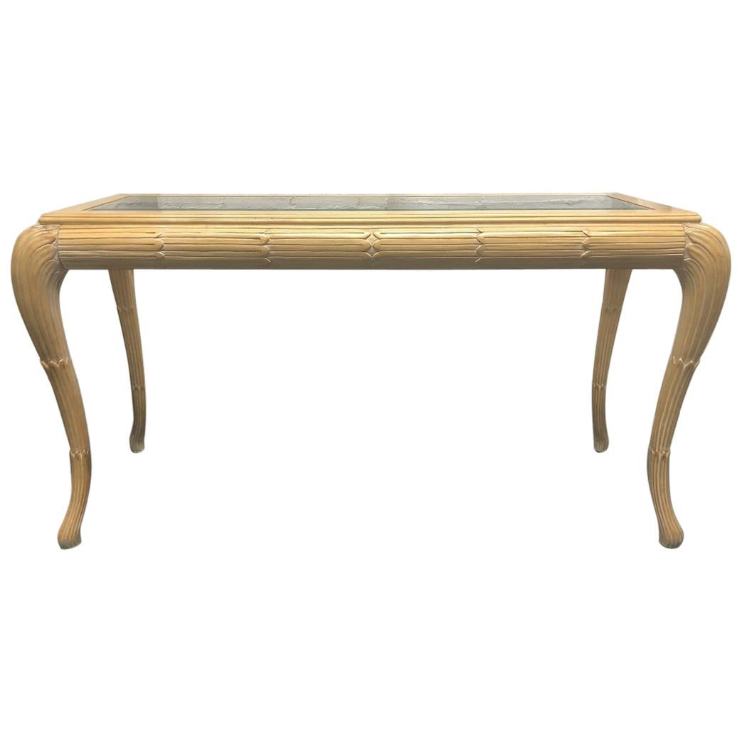 Hollywood Regency Cerused Console with Beveled Glass Top