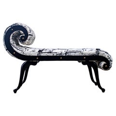 Hollywood Regency Chaise Style Bench by Irving Chase Manufacturing Scrolled Arm Hollywood Regency Chaise Style Bench by Irving Chase Manufacturing Scrolled Arm