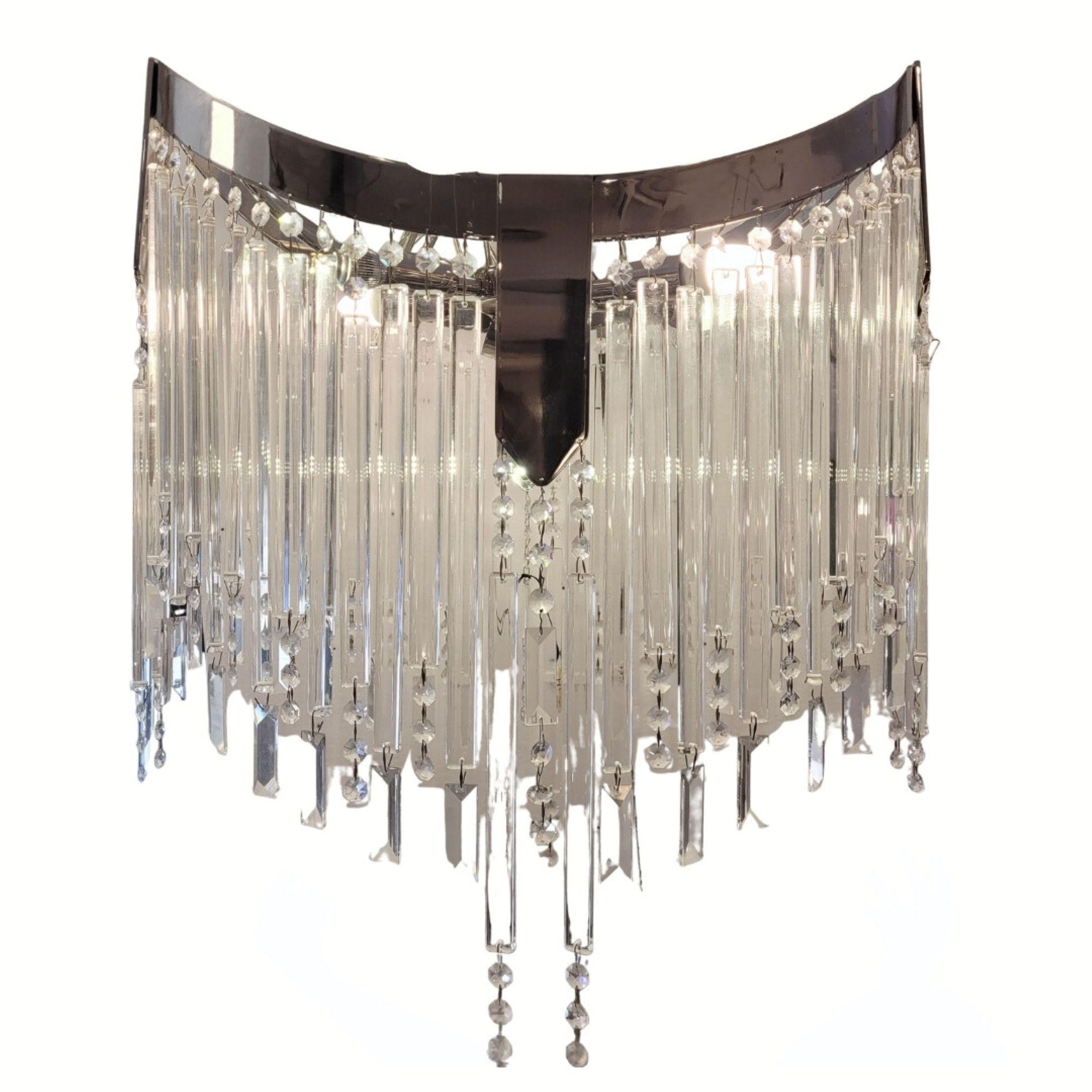 Lampadario da soffitto Hollywood Regency in cristallo tagliato Italia 20° secolo in vendita 6