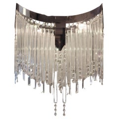 Lampadario da soffitto Hollywood Regency in cristallo tagliato Italia 20° secolo