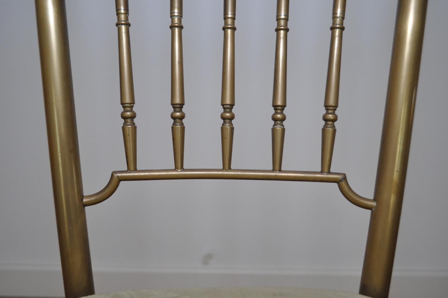 Mid-20th Century Hollywood Regency Chiavari Chair in Brass, Italy, 1950s For Sale