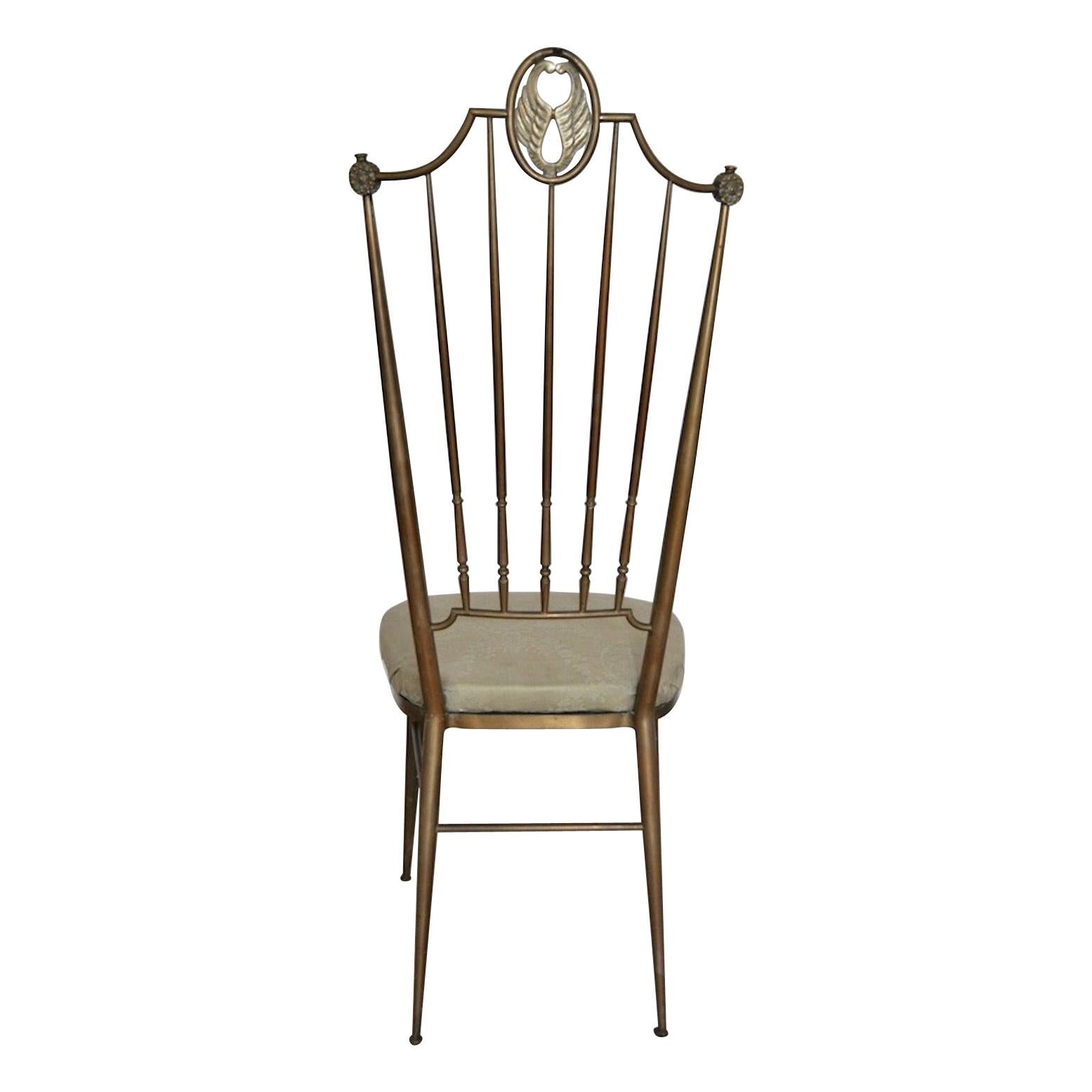 Hollywood Regency Chiavari Chair in Brass, Italy, 1950s For Sale