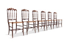 hollywood regency Chiavari Cherrywood and Wicker Dining Chairs