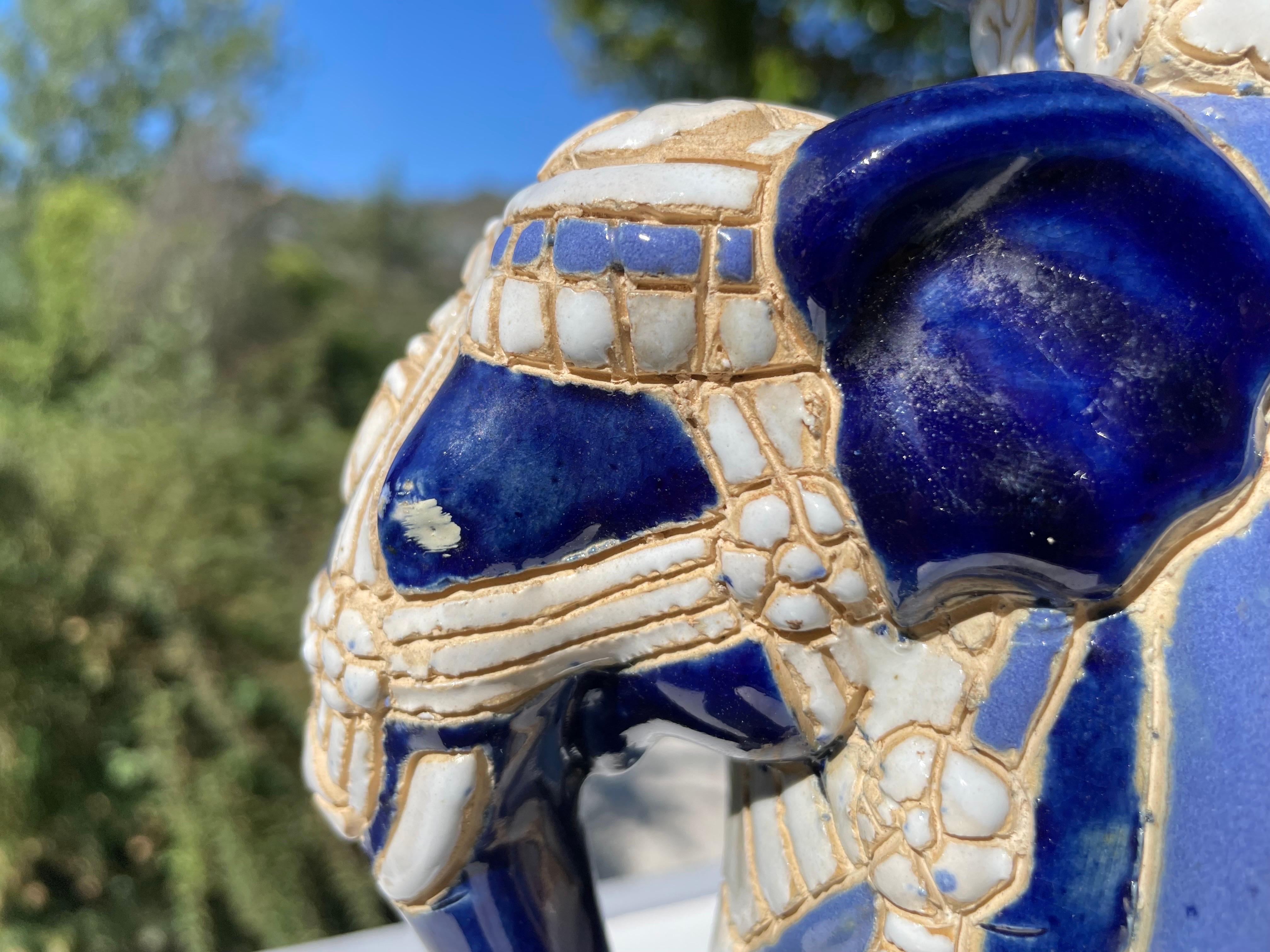 Hollywood Regency Chinesisch blau Elefant Garten Plant Stand im Zustand „Gut“ im Angebot in Auribeau sur Siagne, FR