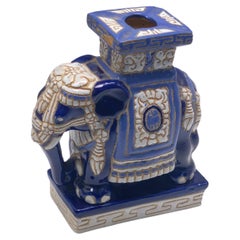 Vintage Hollywood Regency Chinese blue Elephant Garden Plant Stand
