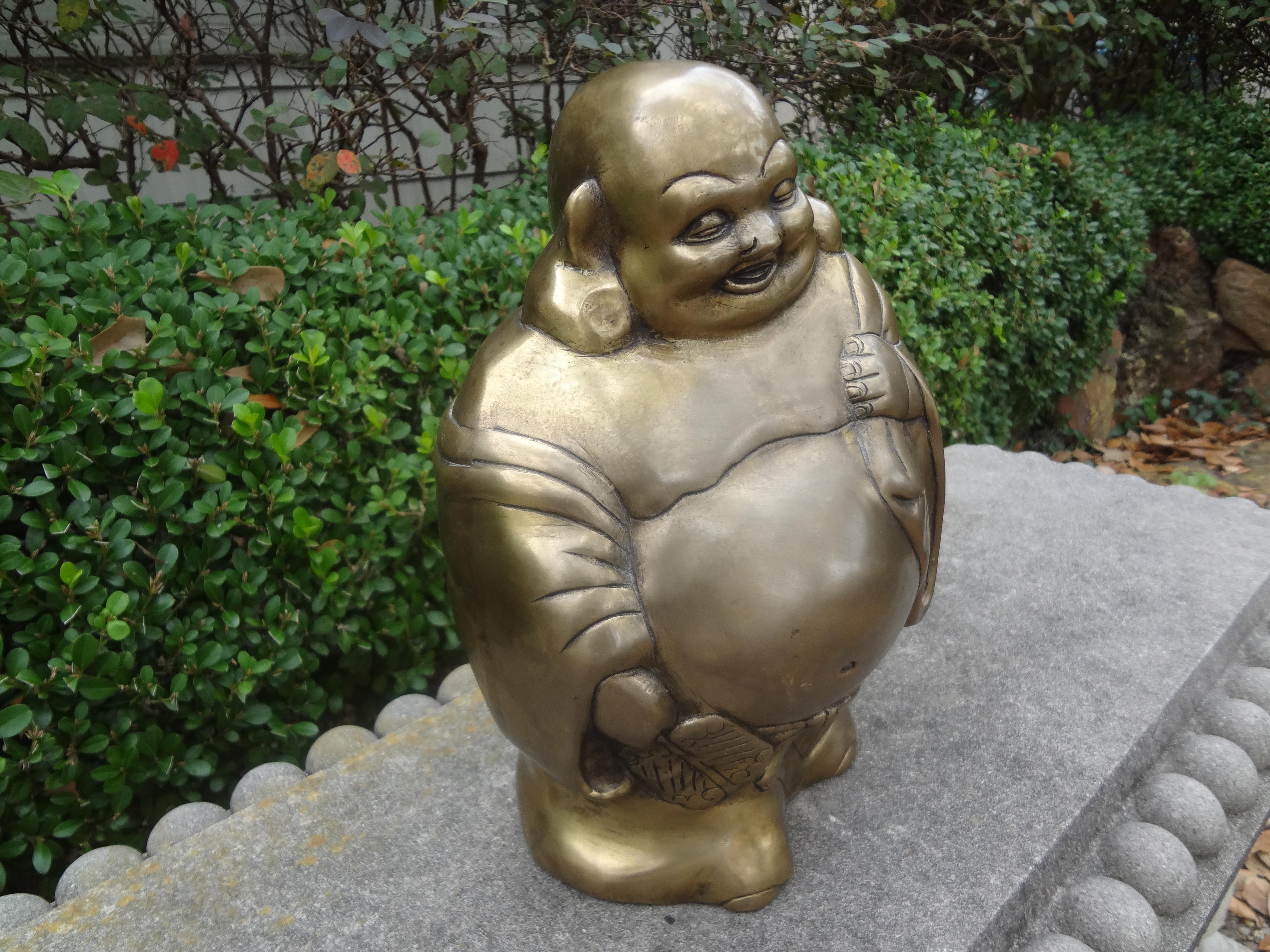 Hollywood Regency Chinese Brass Buddha Sculpture 3