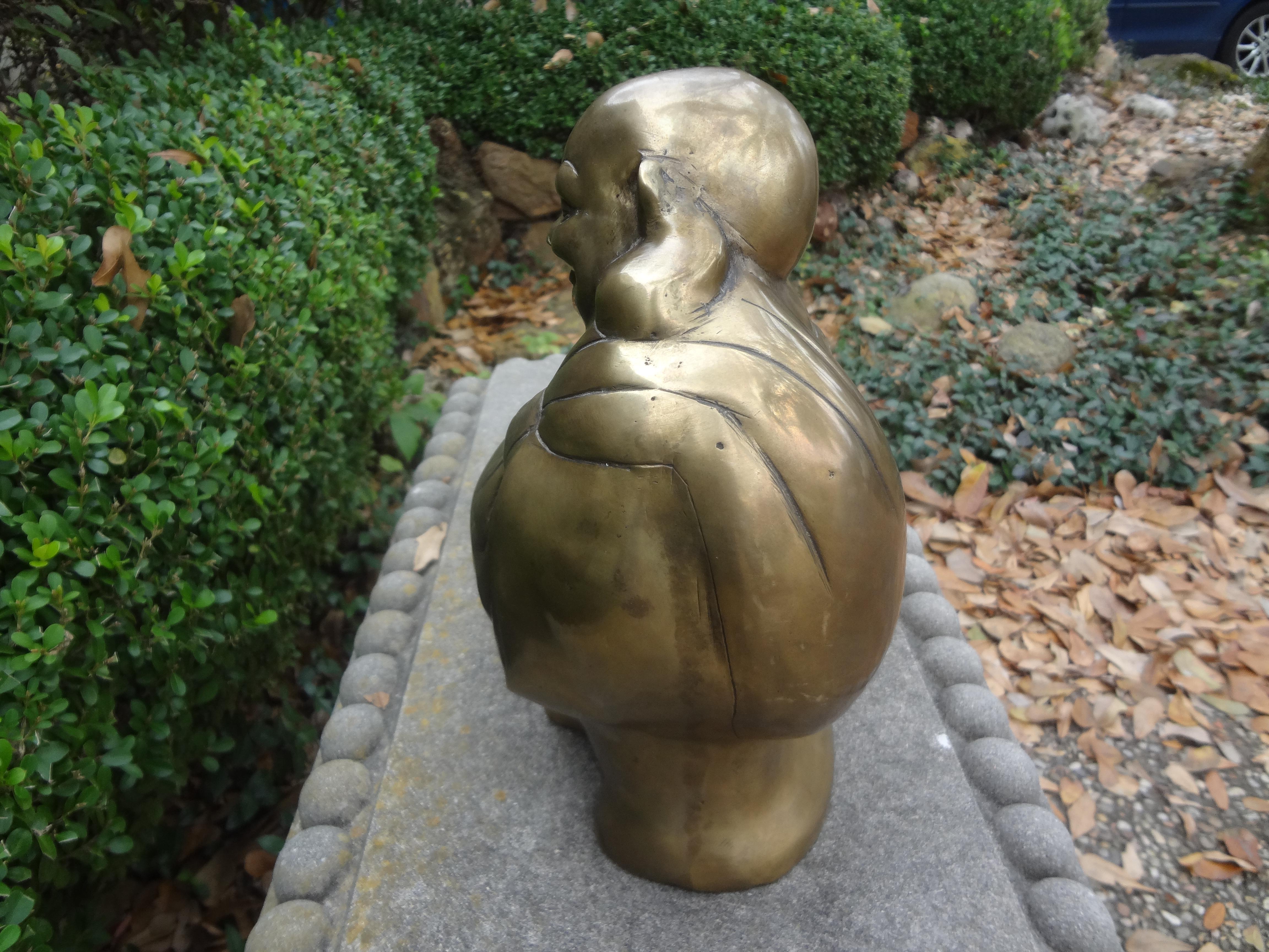 Hollywood Regency Chinese Brass Buddha Sculpture 5