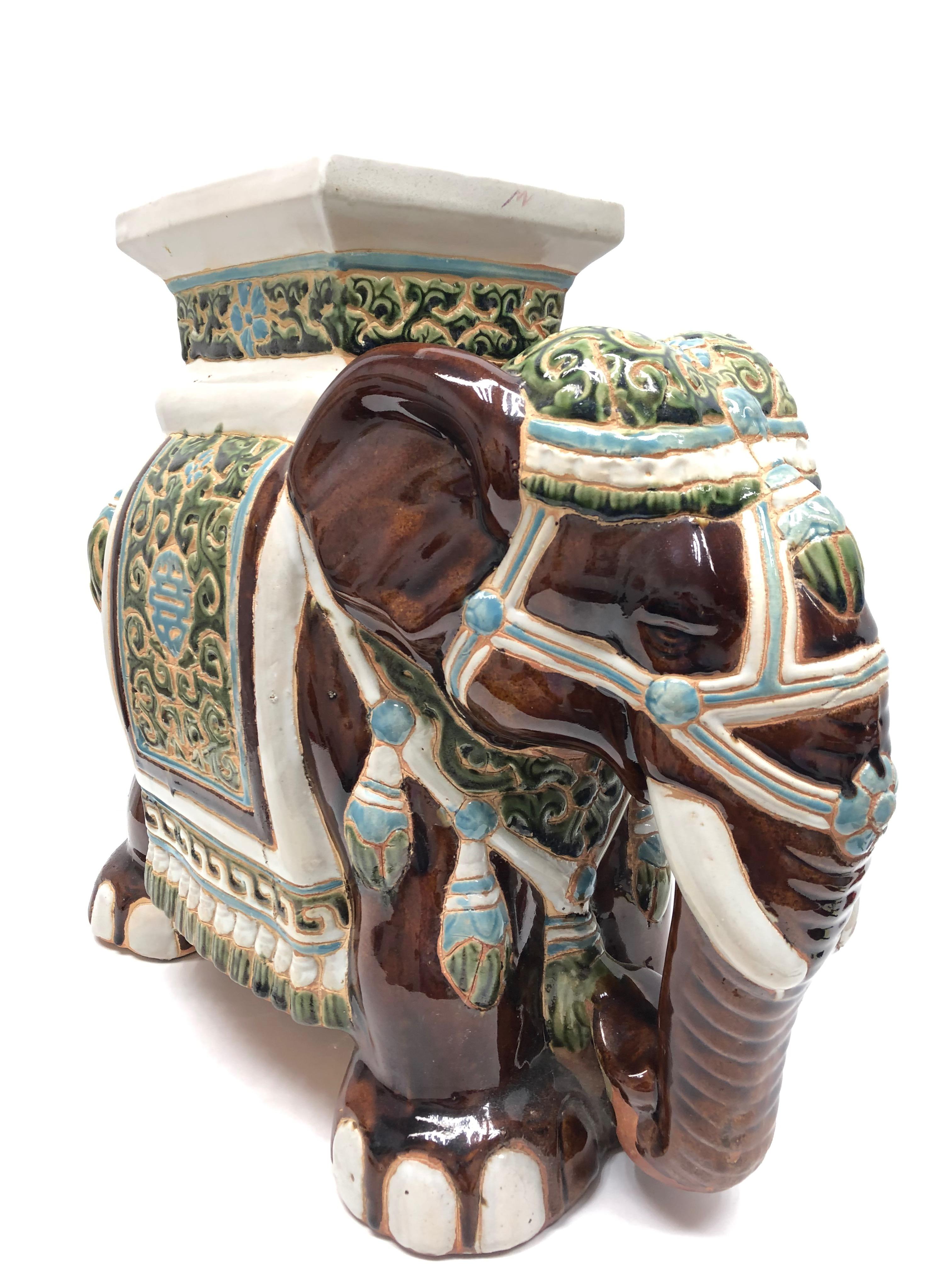 large ceramic indian elephant plant stand