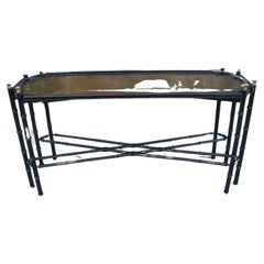 Hollywood Regency Chinese Chippendale Faux Bamboo Brass Sofa Tisch Made in Spain