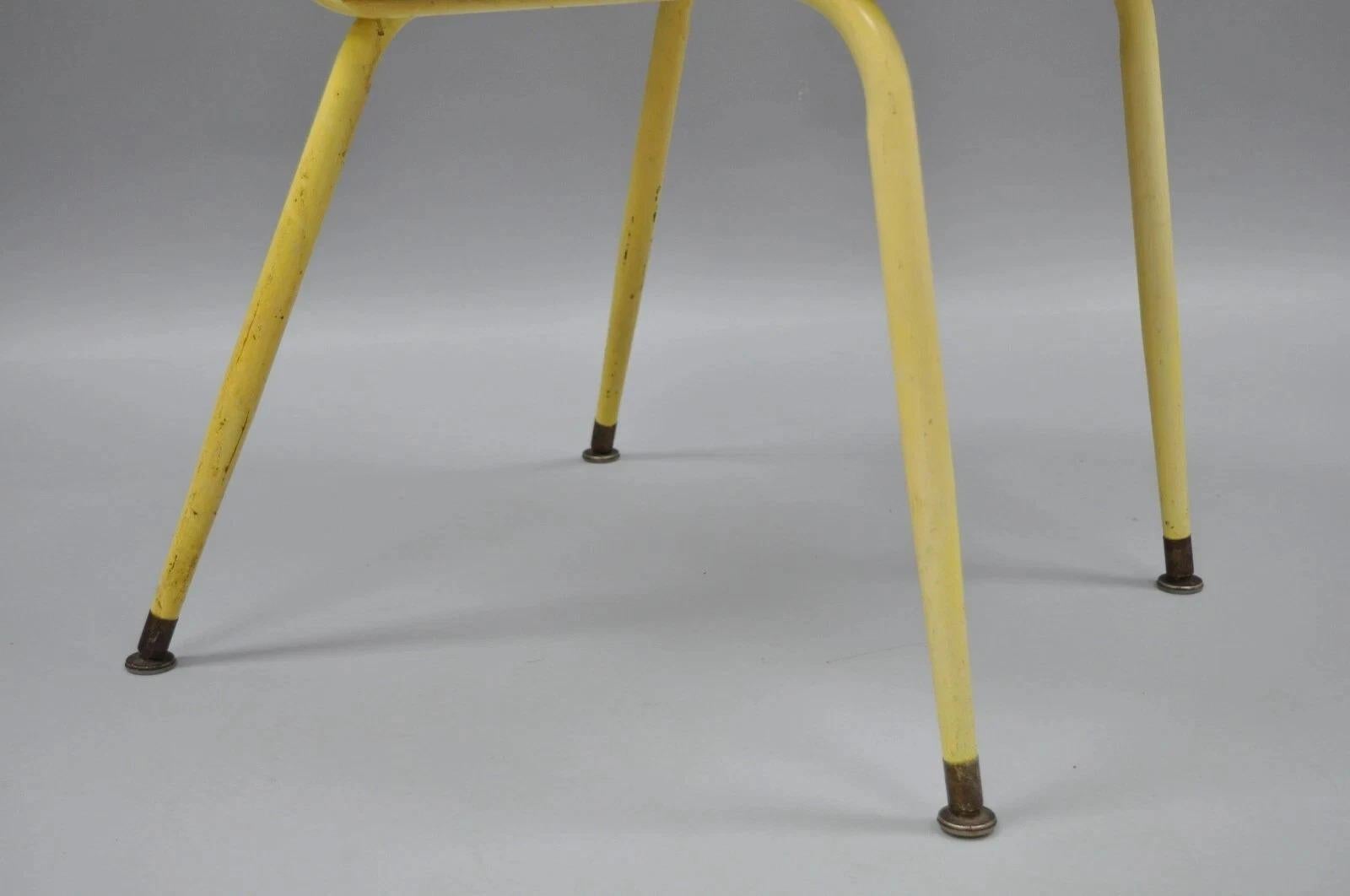 Hollywood Regency Chinese Chippendale Yellow Metal Faux Bamboo Dining Side Chair en venta 1