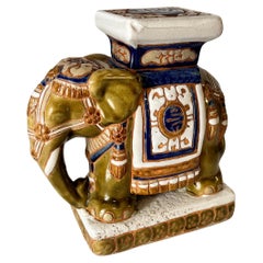 Hollywood Regency Chinese Green andBlue Elephant Plant Stand, China 20th Century