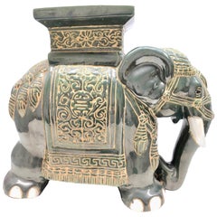 Hollywood Regency Chinese Green Elephant Garden Plant Stand or Seat