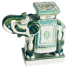 Vintage Hollywood Regency Chinese Green Elephant Plant Stand, China 20th Century