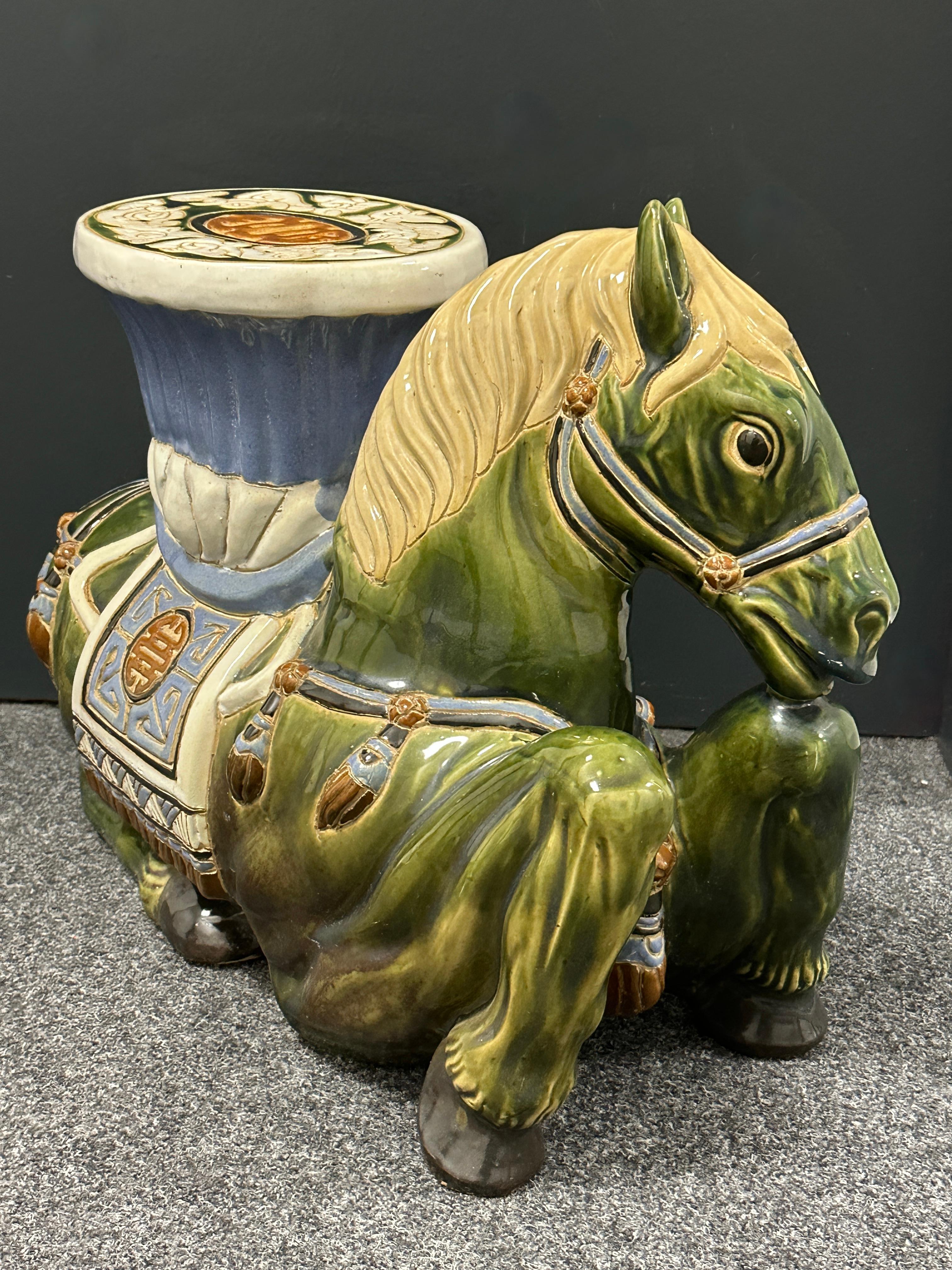 Hollywood Regency Chinese Horse Garden Stool Plant Stand or Seat For Sale 5