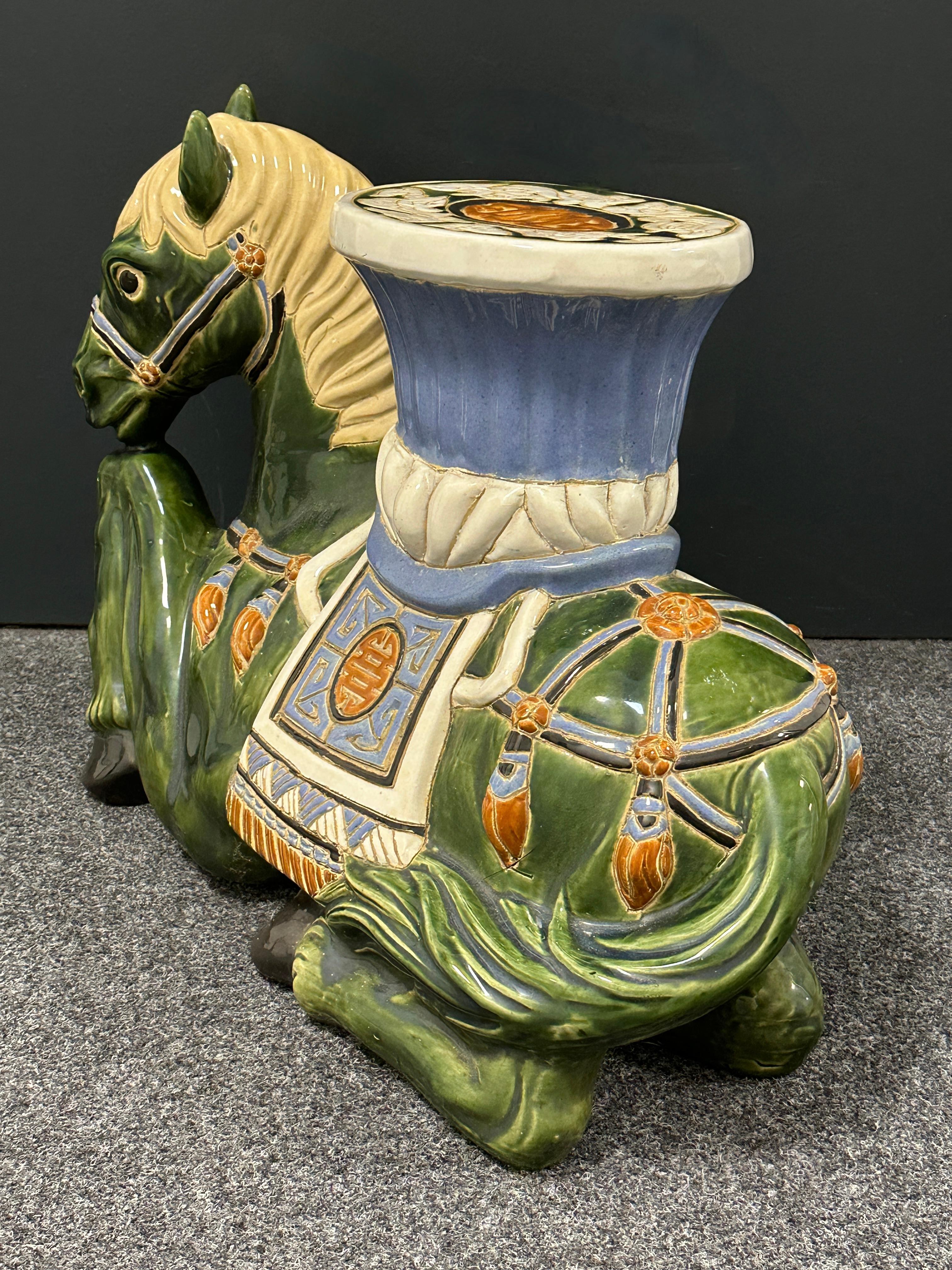 Hollywood Regency Chinese Horse Garden Stool Plant Stand or Seat For Sale 8