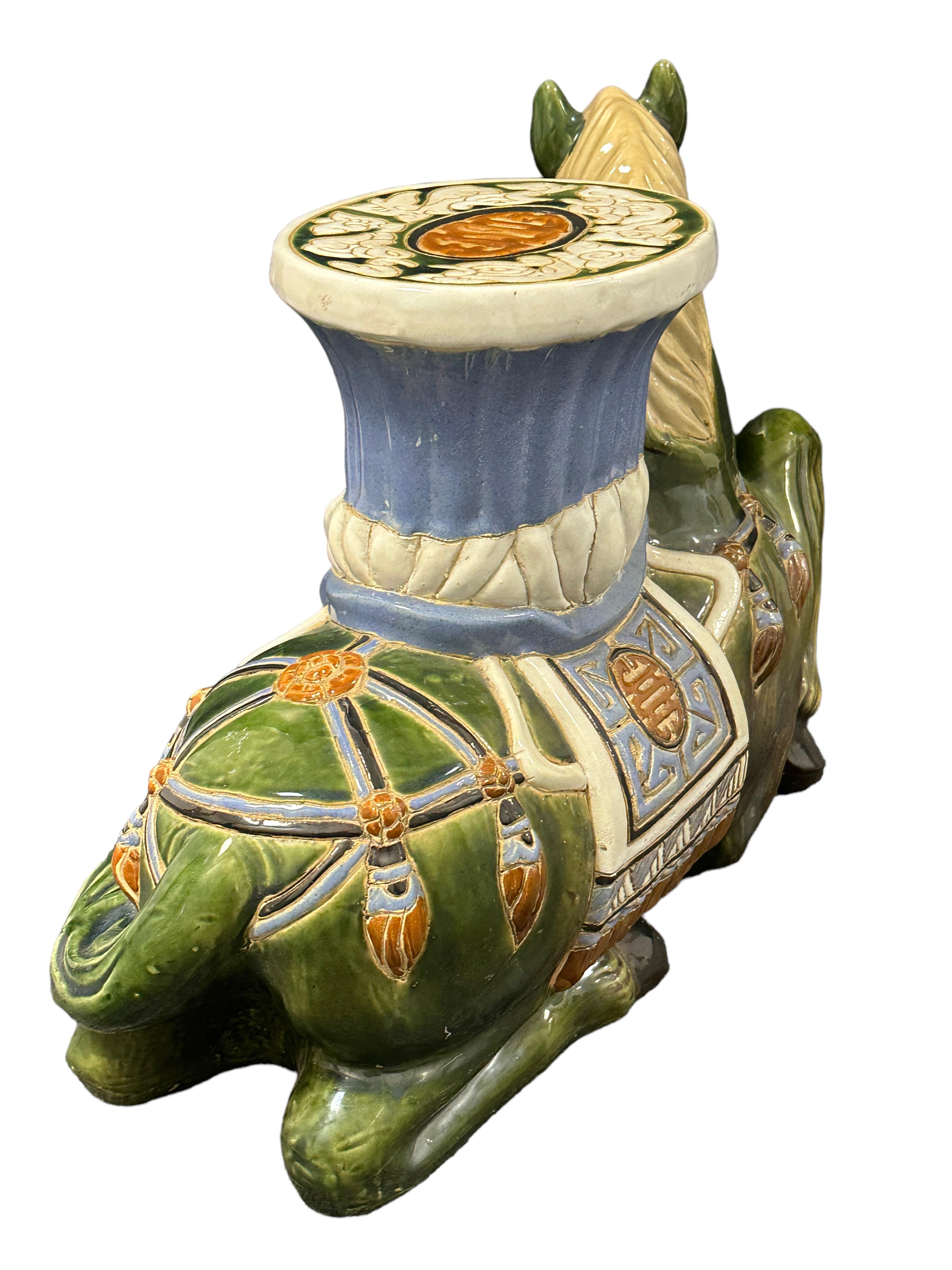 Hand-Crafted Hollywood Regency Chinese Horse Garden Stool Plant Stand or Seat For Sale