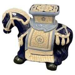 Hollywood Regency Chinese Horse Pony Garten Pflanzenständer, Sitz oder Hof Dekoration