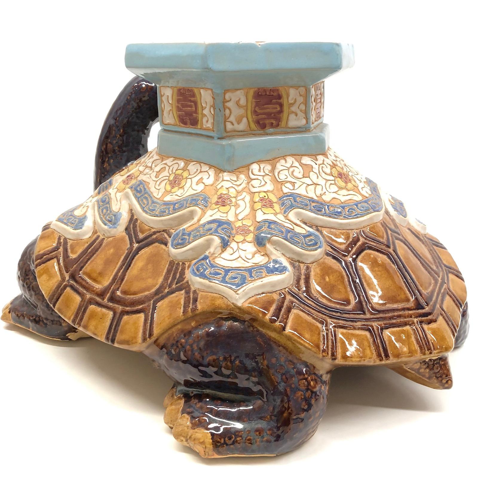 Mid-20th Century Hollywood Regency Chinese Turtle Garden Plant Stand, Seat or Patio Decoration