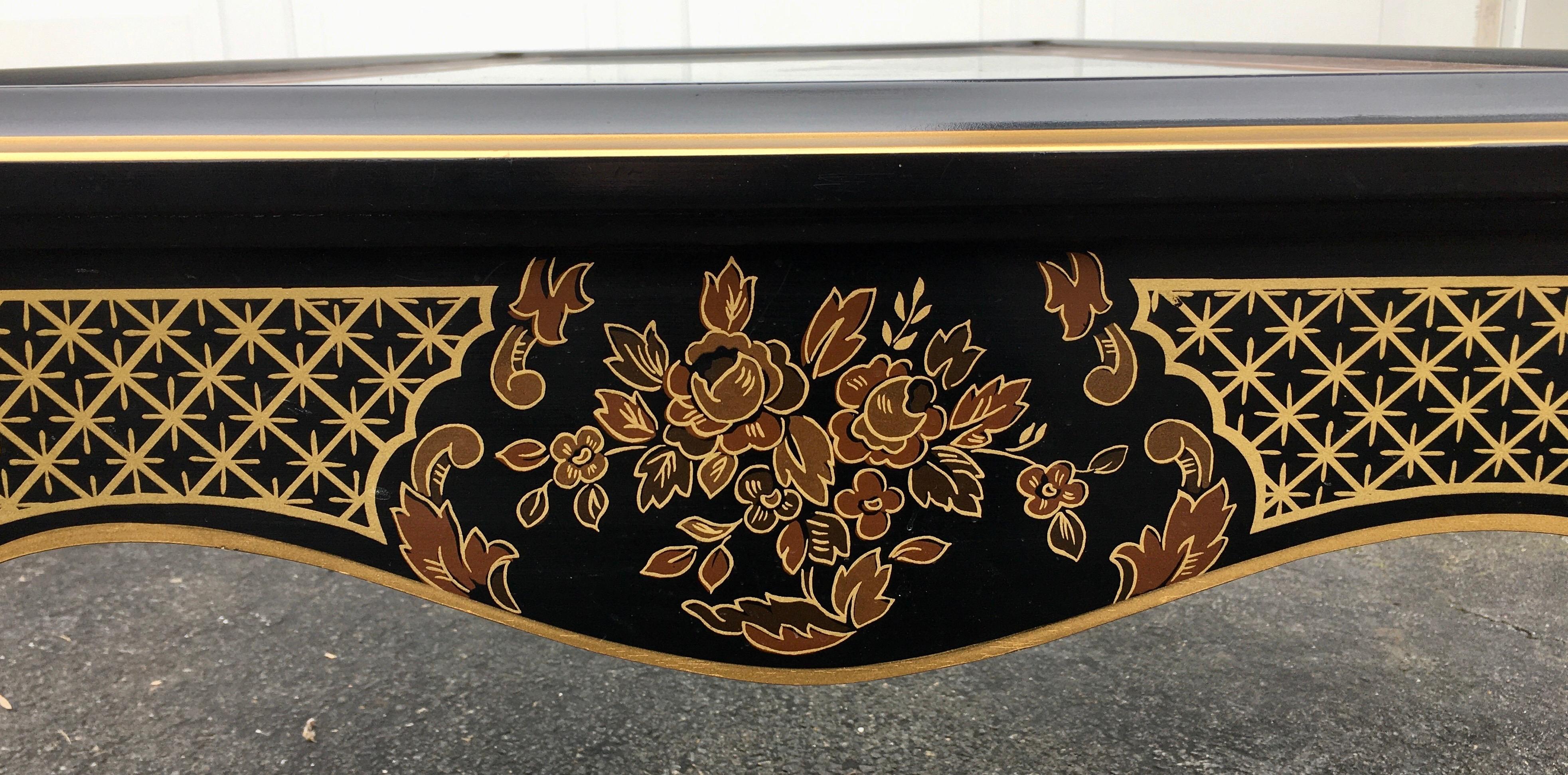 Hollywood Regency Chinoiserie Black and Gold Coffee Table, Drexel Et Cetera 4