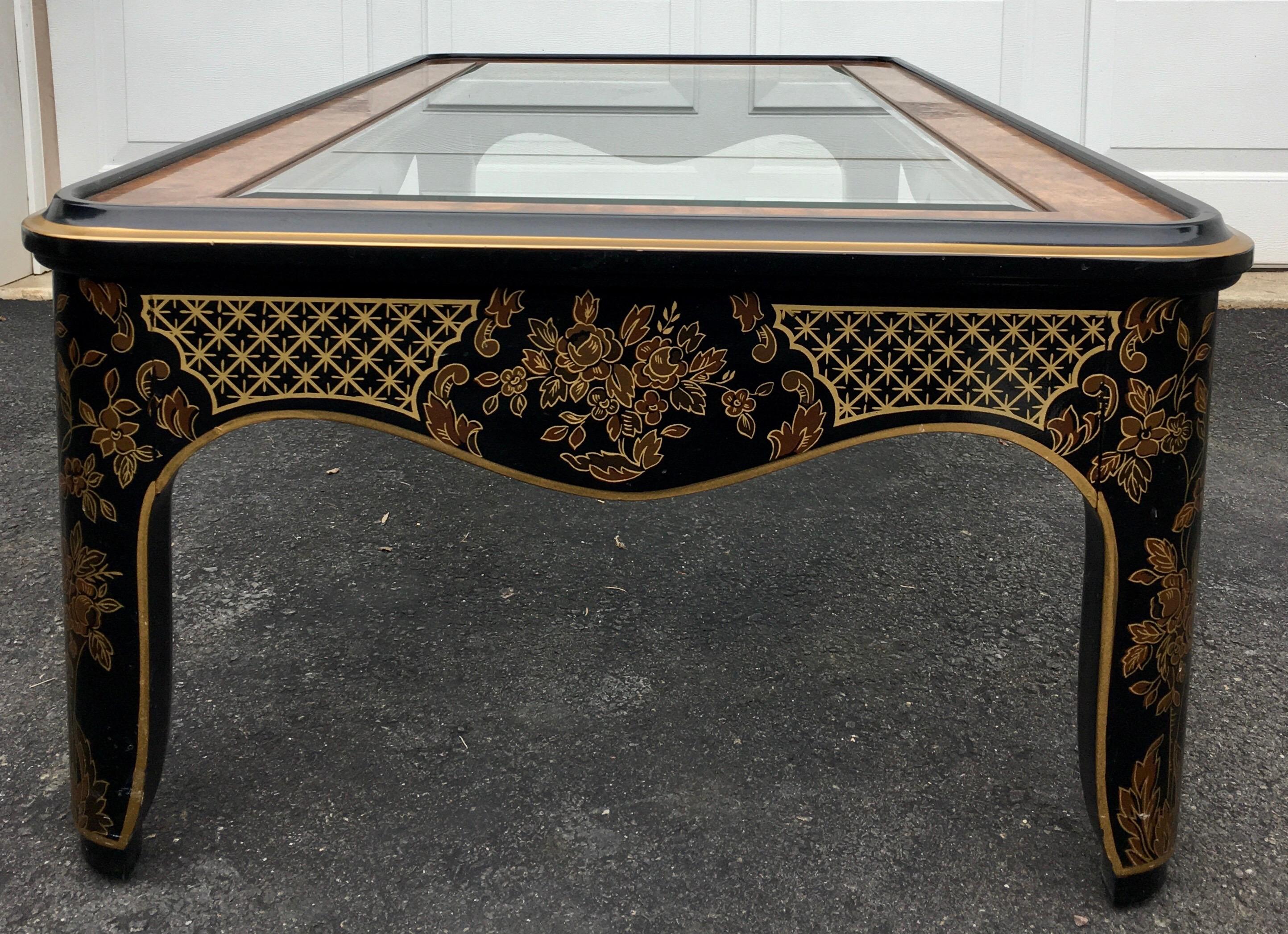 Hollywood Regency Chinoiserie Black and Gold Coffee Table, Drexel Et Cetera In Good Condition In Lambertville, NJ