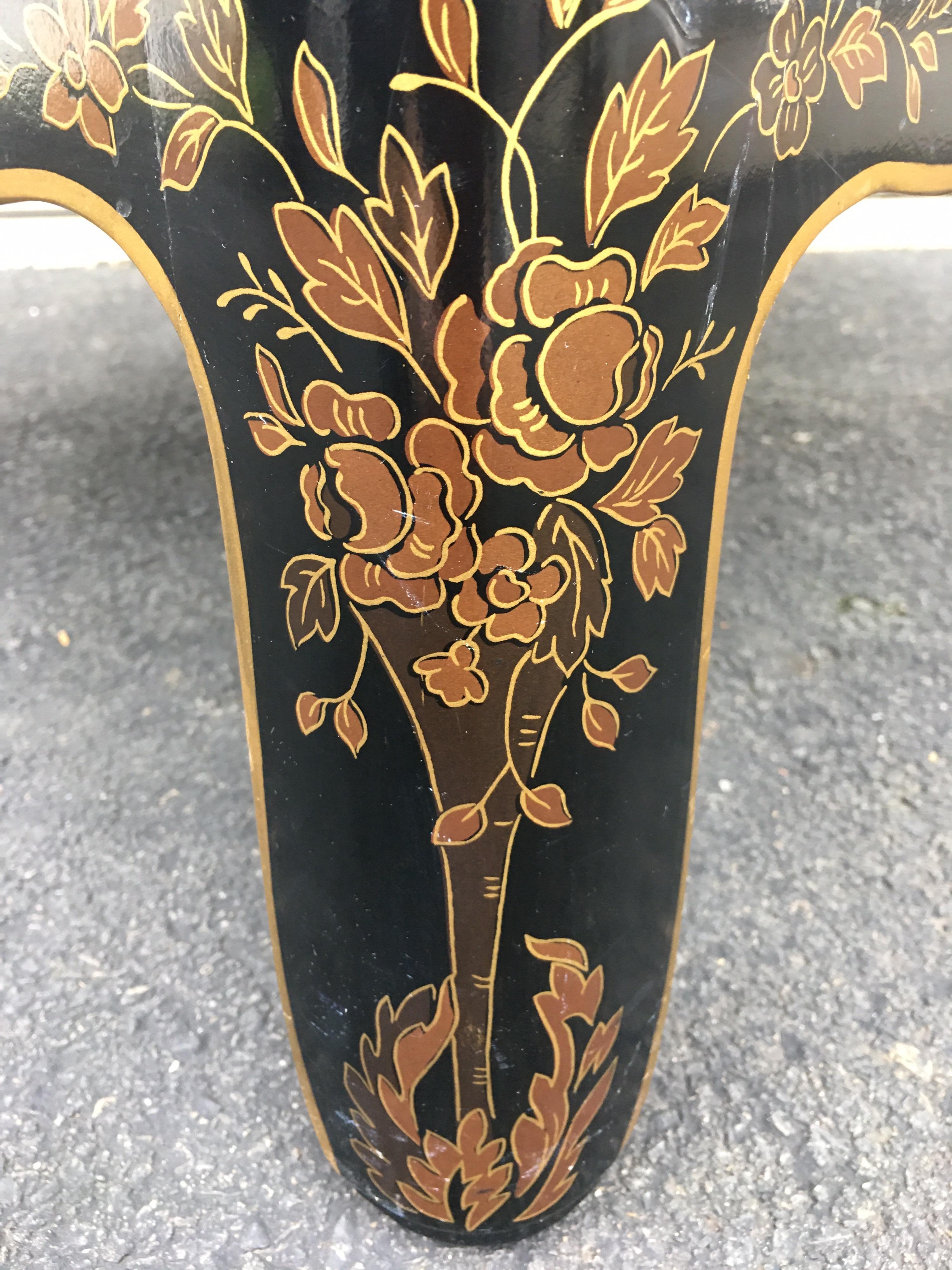Hollywood Regency Chinoiserie Black and Gold Side End Table, Drexel Et Cetera 4