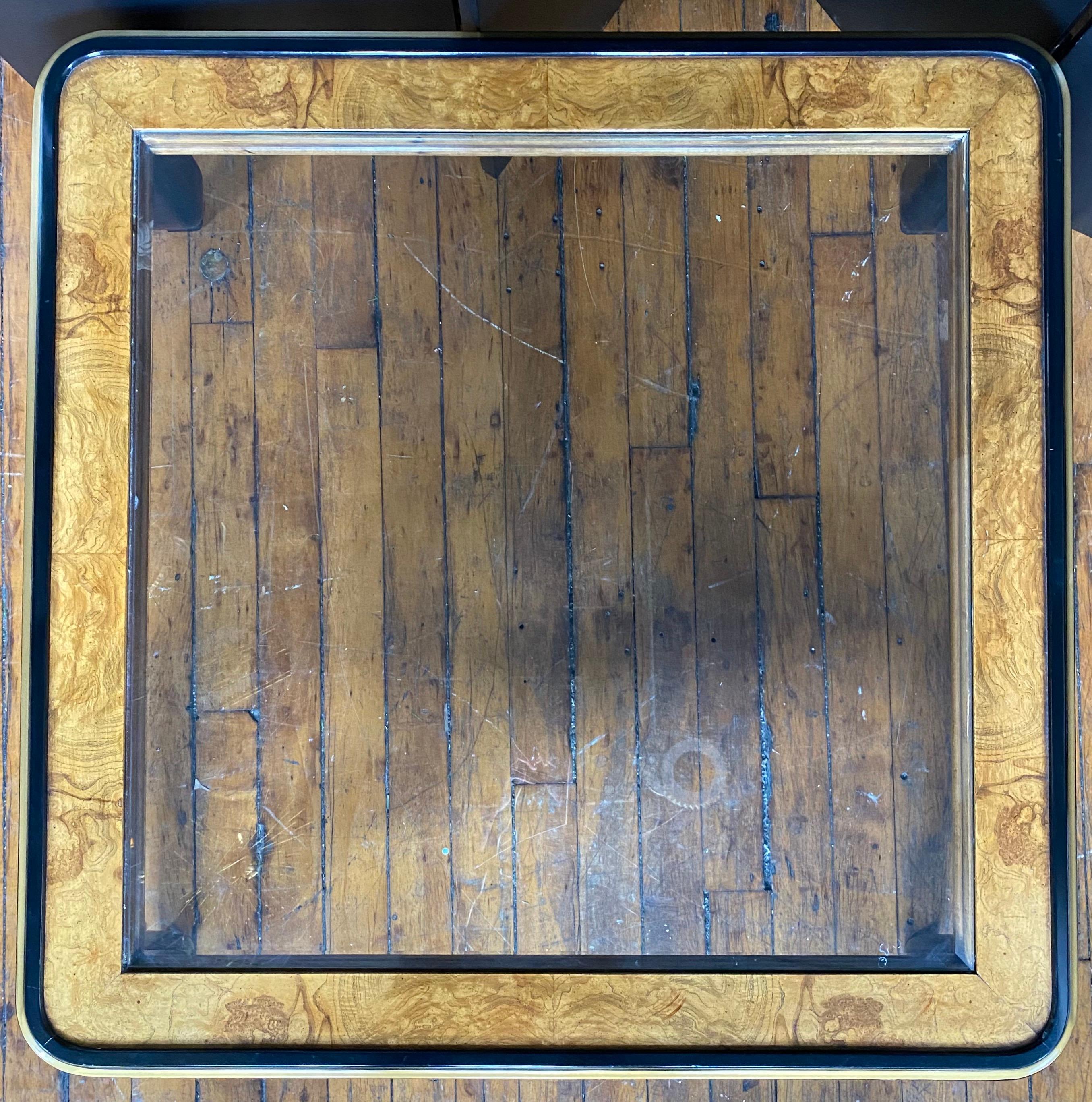 Table basse carrée noire et dorée de style Hollywood Regency Chinoiserie, Drexel Et Cetera en vente 5