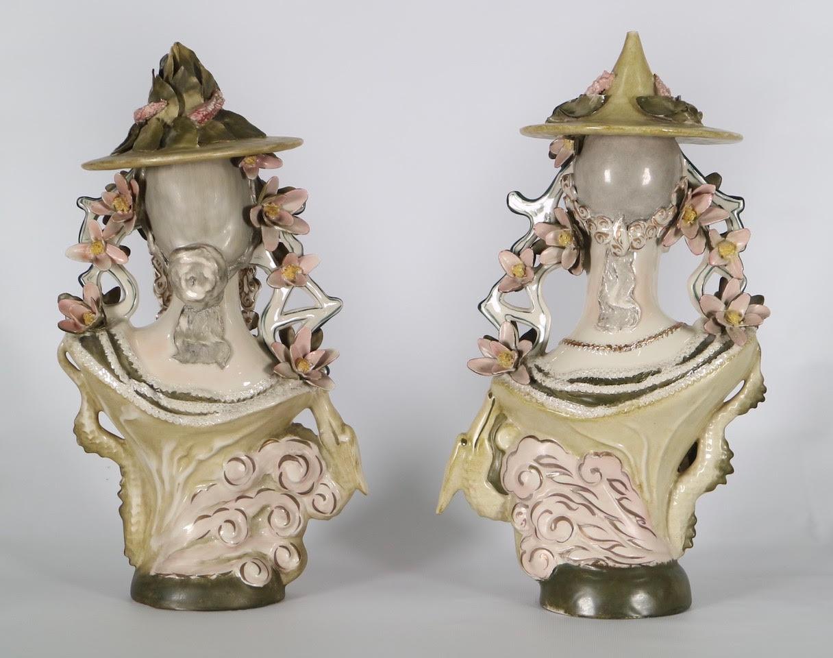 Hollywood Regency Chinoiserie Busts in James Mont Style Attributed to Cordey In Good Condition In New York, NY