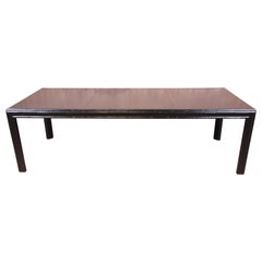 Hollywood Regency Chinoiserie Faux Bamboo Black Lacquered Extension Dining Table