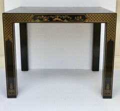 Hollywood Regency Chinoiserie Parsons Side End Tables, Drexel Heritage Et Cetera