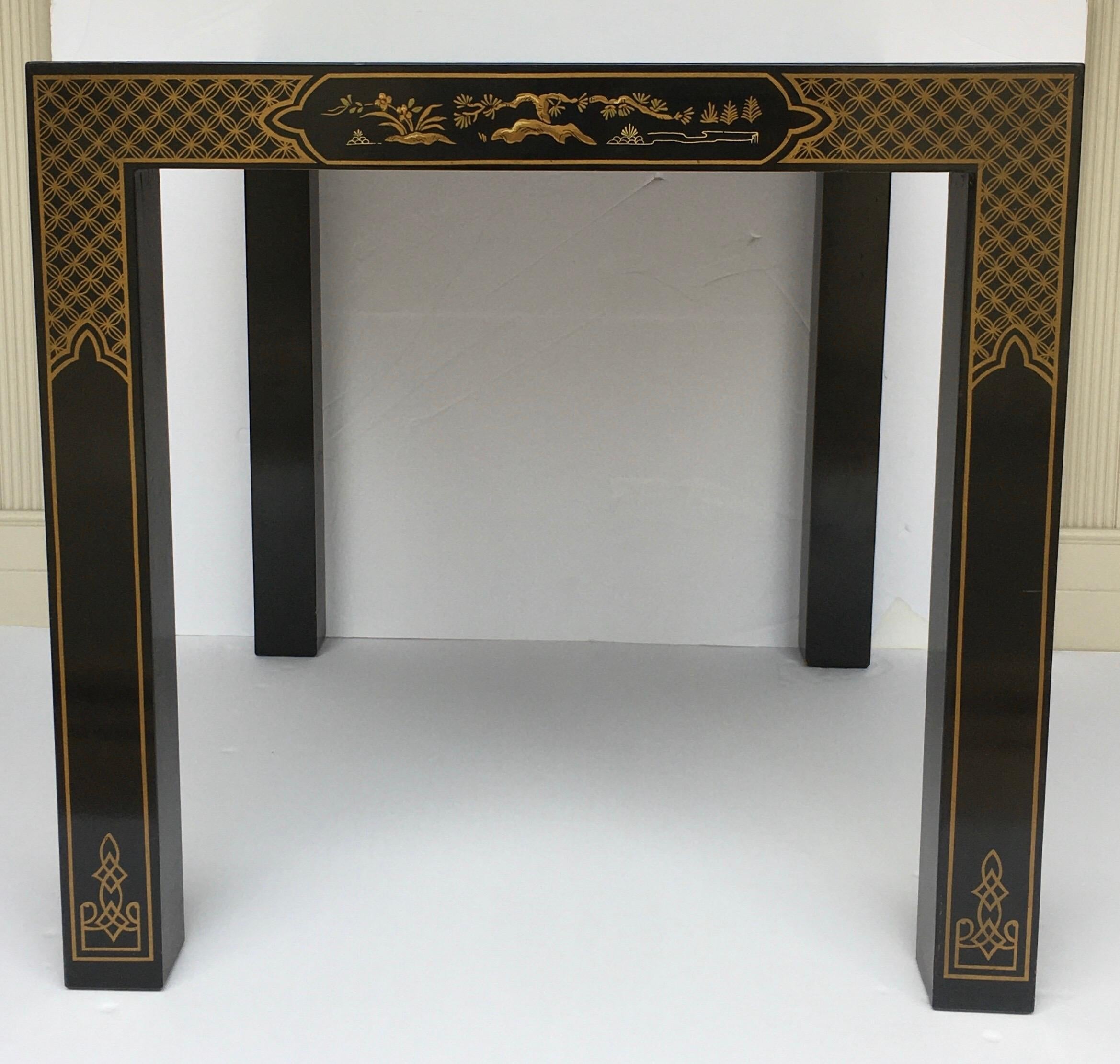 Hollywood Regency Chinoiserie Parsons Side End Tables, Drexel Heritage Et Cetera 1