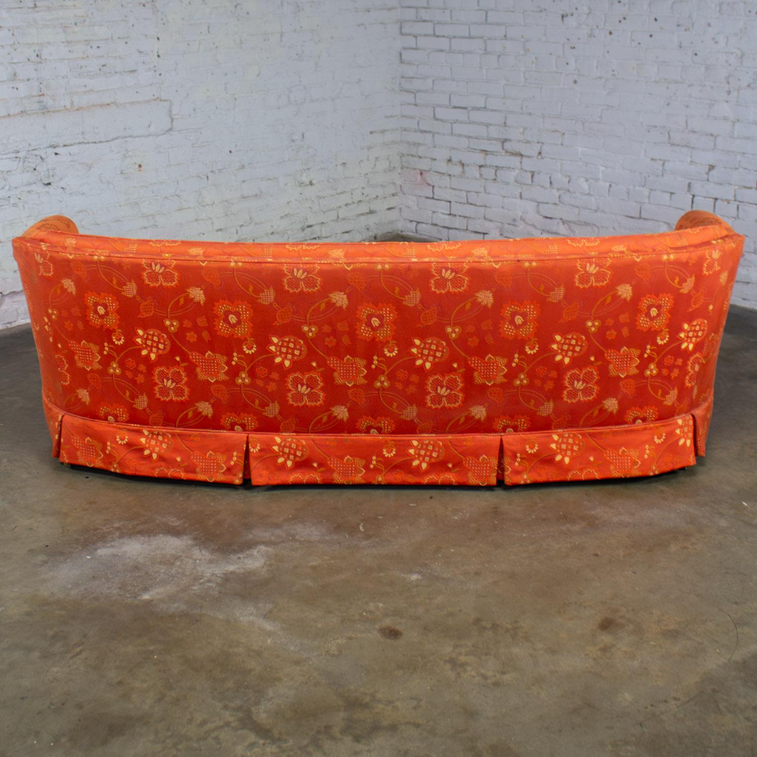 Divano Hollywood Regency Chinoiserie di Henredon con broccato floreale rosso cinese in vendita 5