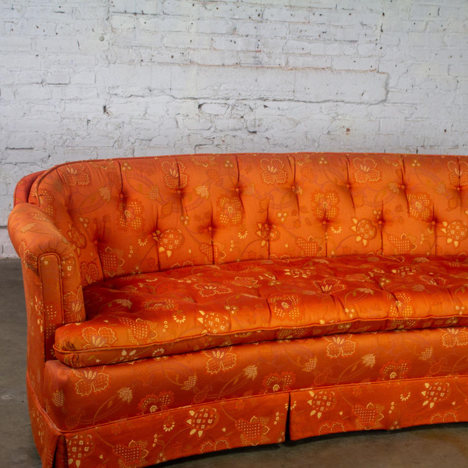 Divano Hollywood Regency Chinoiserie di Henredon con broccato floreale rosso cinese in vendita 6