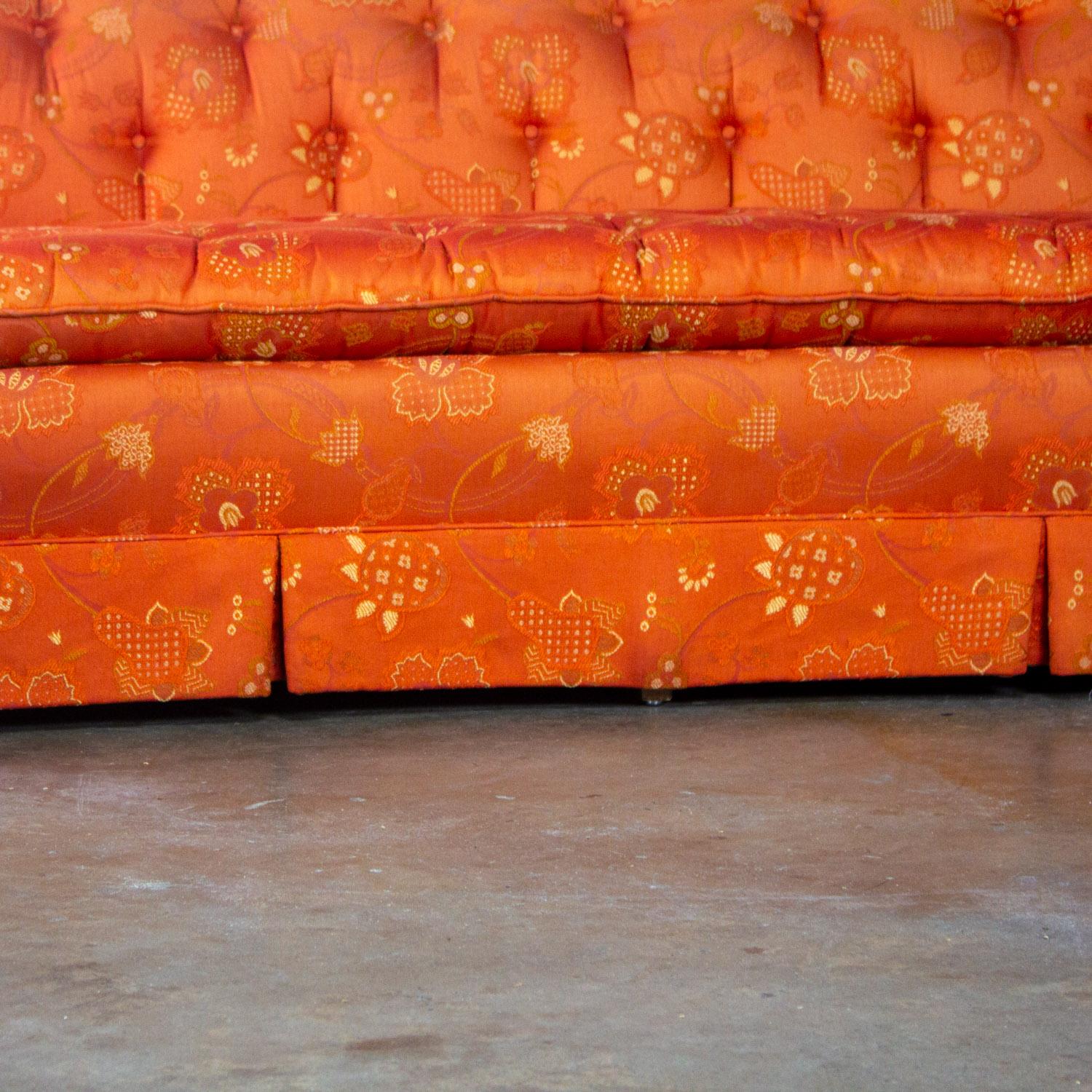 Divano Hollywood Regency Chinoiserie di Henredon con broccato floreale rosso cinese in vendita 7