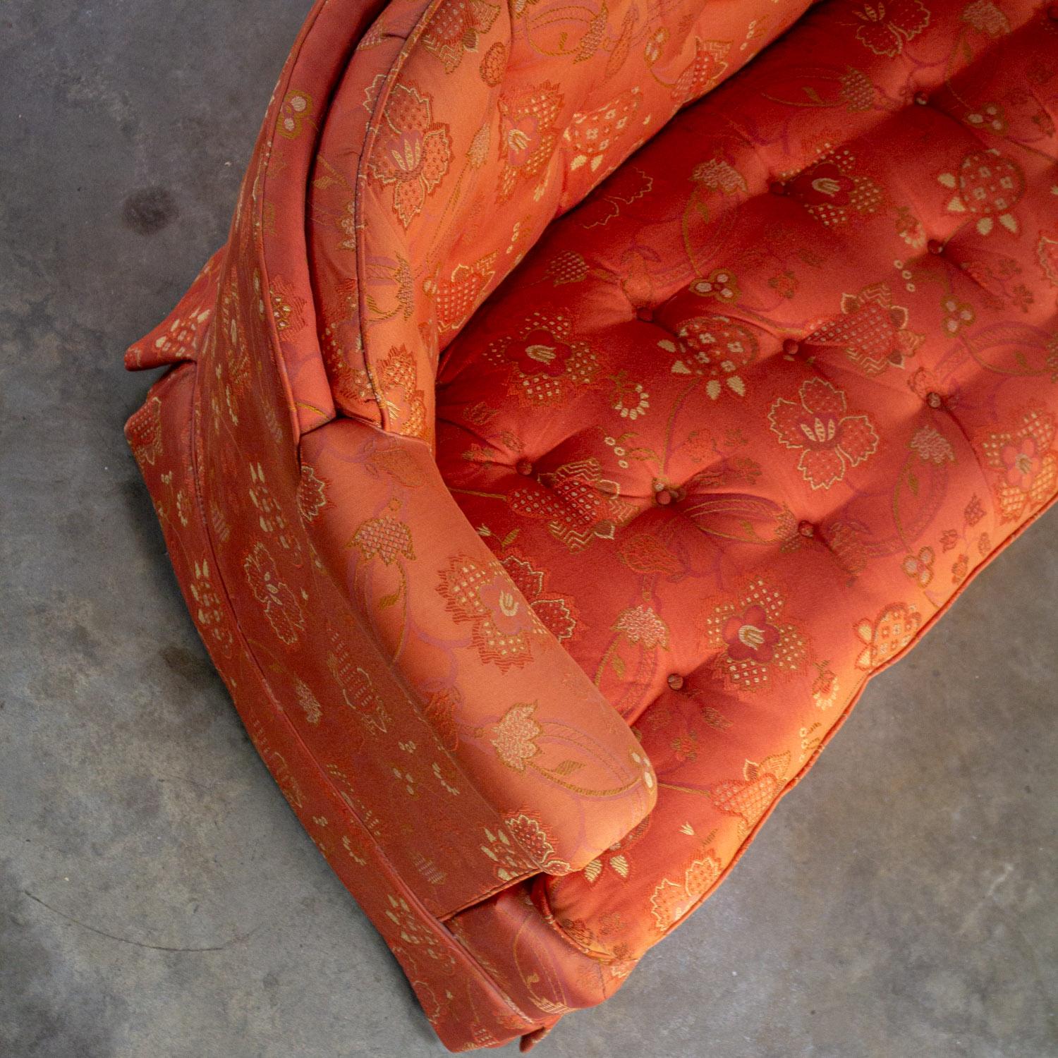 Divano Hollywood Regency Chinoiserie di Henredon con broccato floreale rosso cinese in vendita 8
