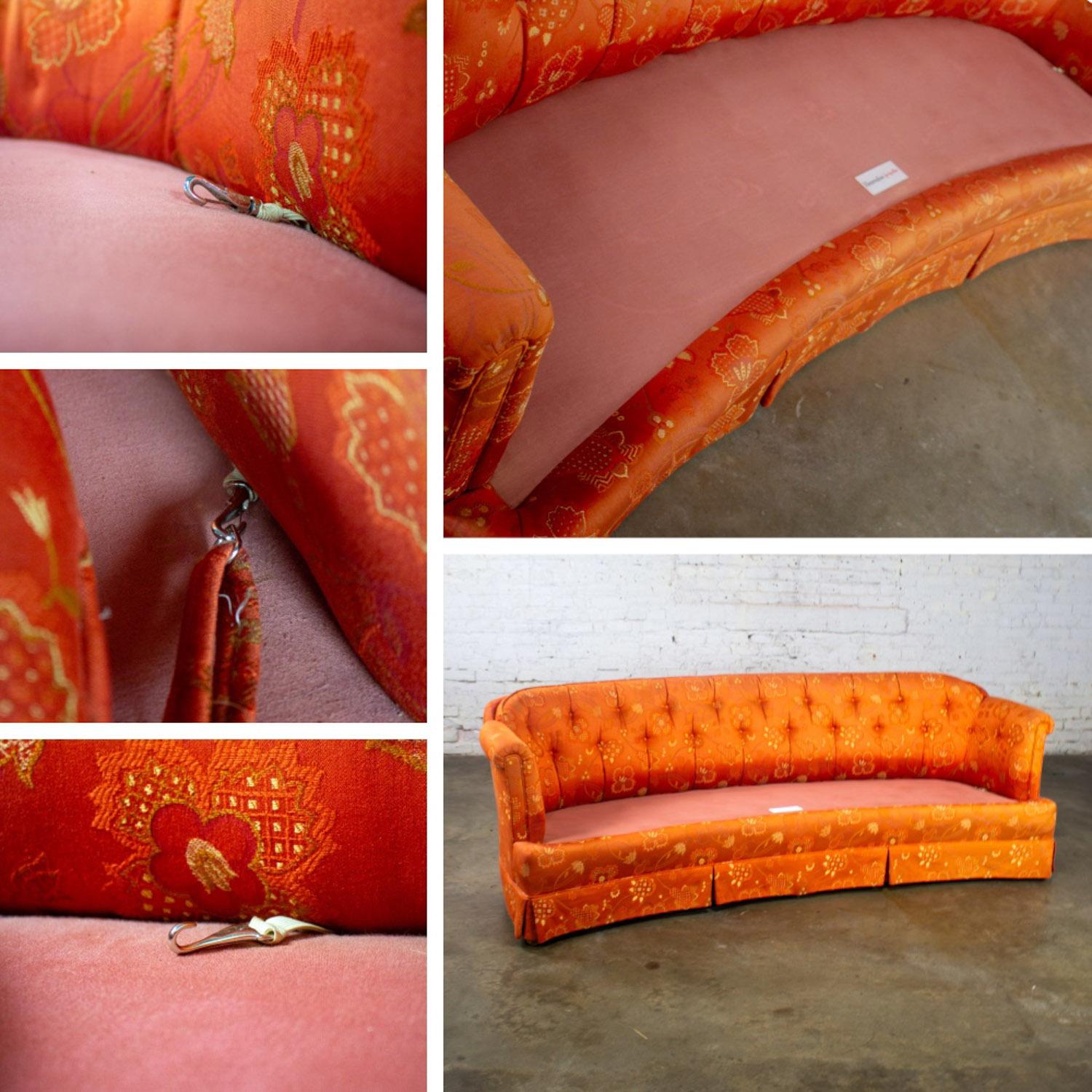 Divano Hollywood Regency Chinoiserie di Henredon con broccato floreale rosso cinese in vendita 10