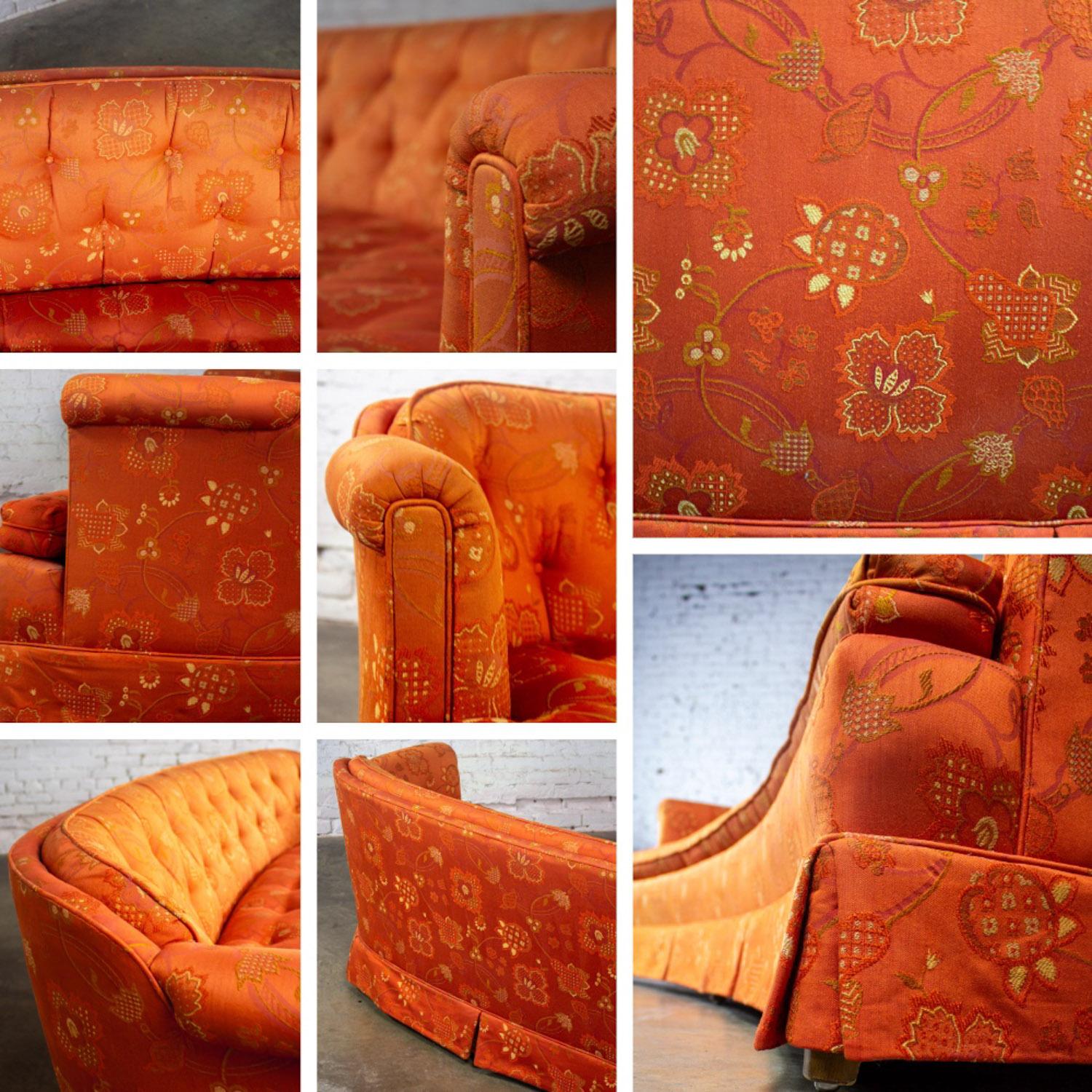 Divano Hollywood Regency Chinoiserie di Henredon con broccato floreale rosso cinese in vendita 11