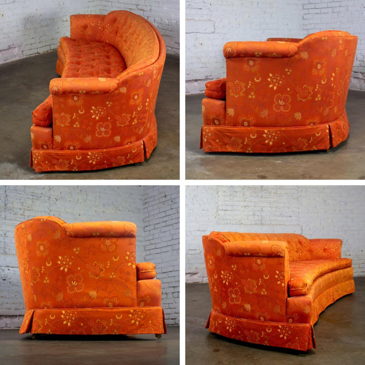 Divano Hollywood Regency Chinoiserie di Henredon con broccato floreale rosso cinese in vendita 12