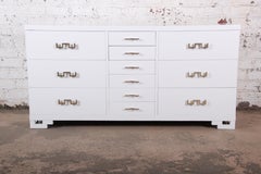 Hollywood Regency Chinoiserie White Lacquered Dresser or Credenza, Restored