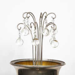 Hollywood Regency Chrome Floor Lamp with Crystal Tear Drop Embellishments