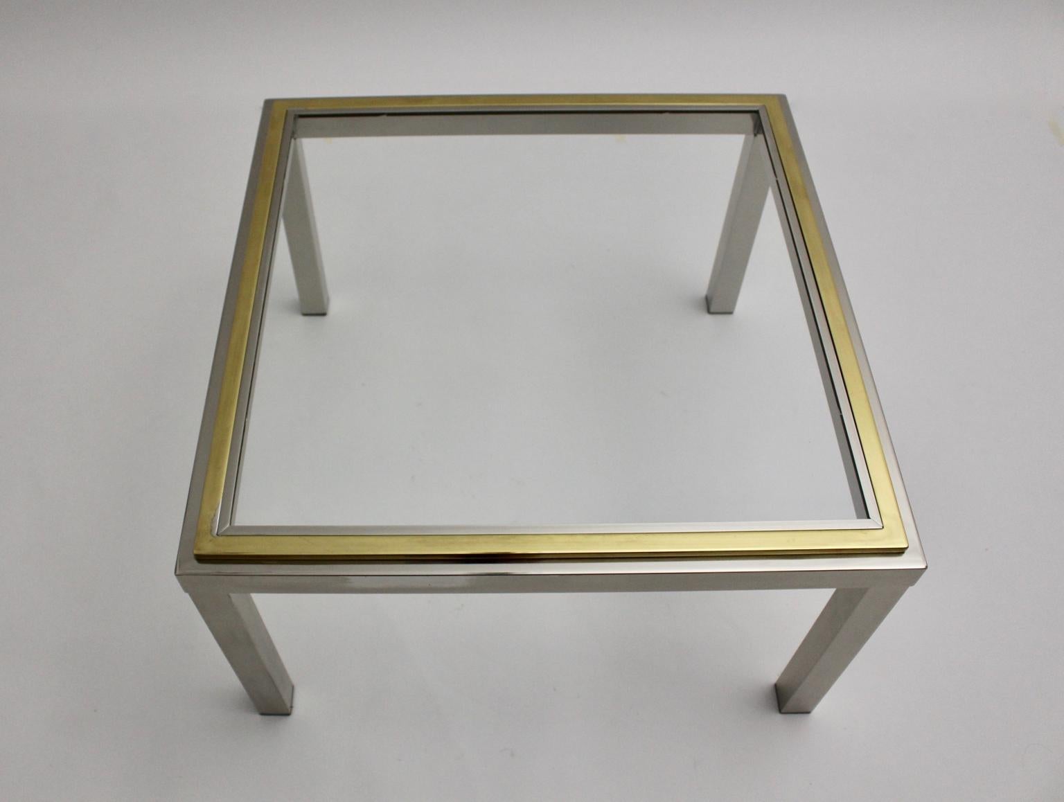 Hollywood Regency Chromed Metal Gilt Metal Vintage Coffee Table Willy Rizzo Attr In Good Condition For Sale In Vienna, AT