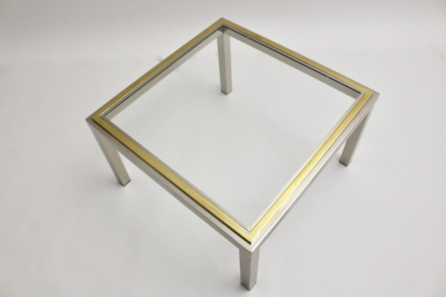 Late 20th Century Hollywood Regency Chromed Metal Gilt Metal Vintage Coffee Table Willy Rizzo Attr For Sale