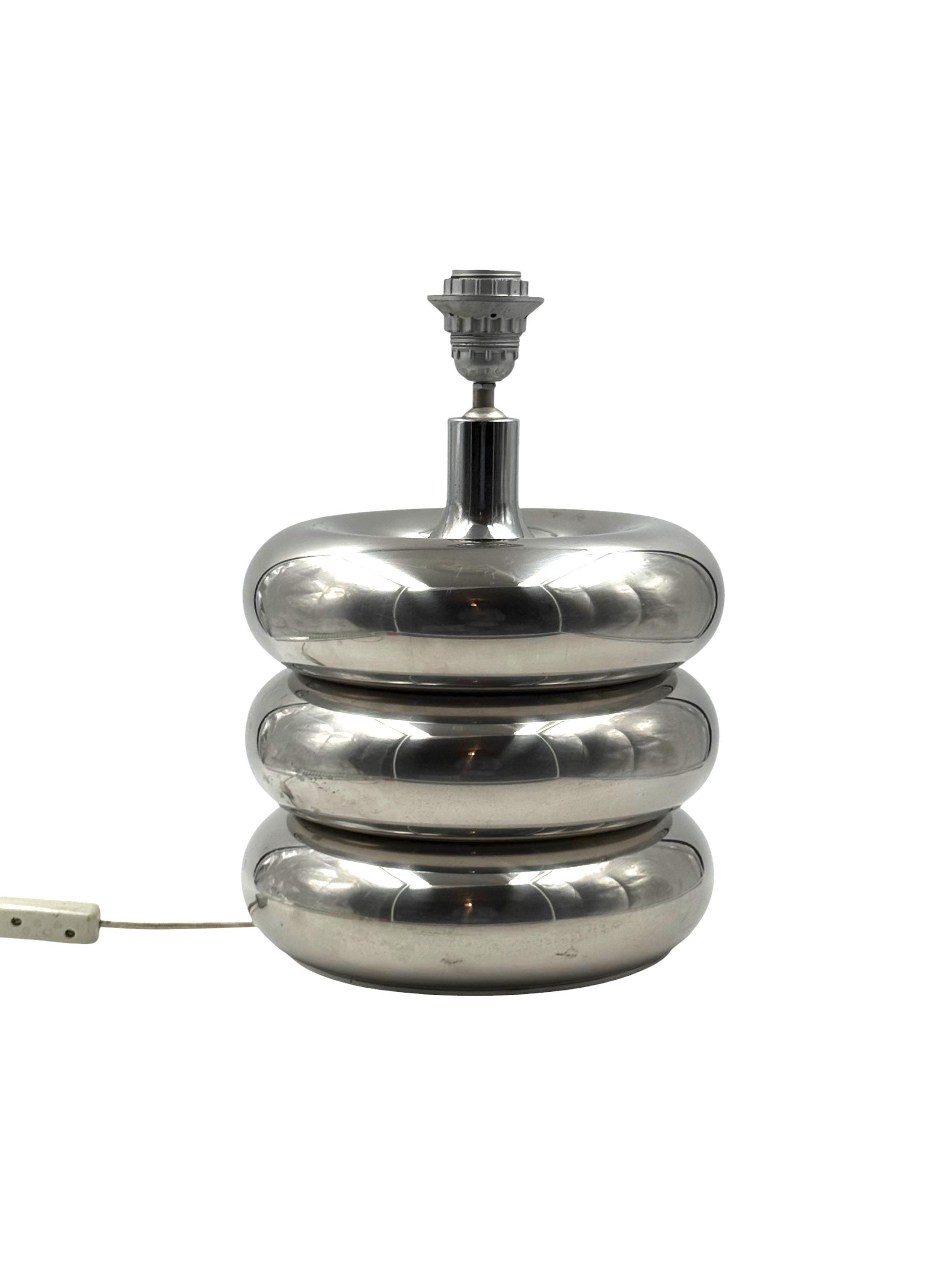Hollywood regency chromed table lamp base, Luci Italy, 1970s in vendita 3