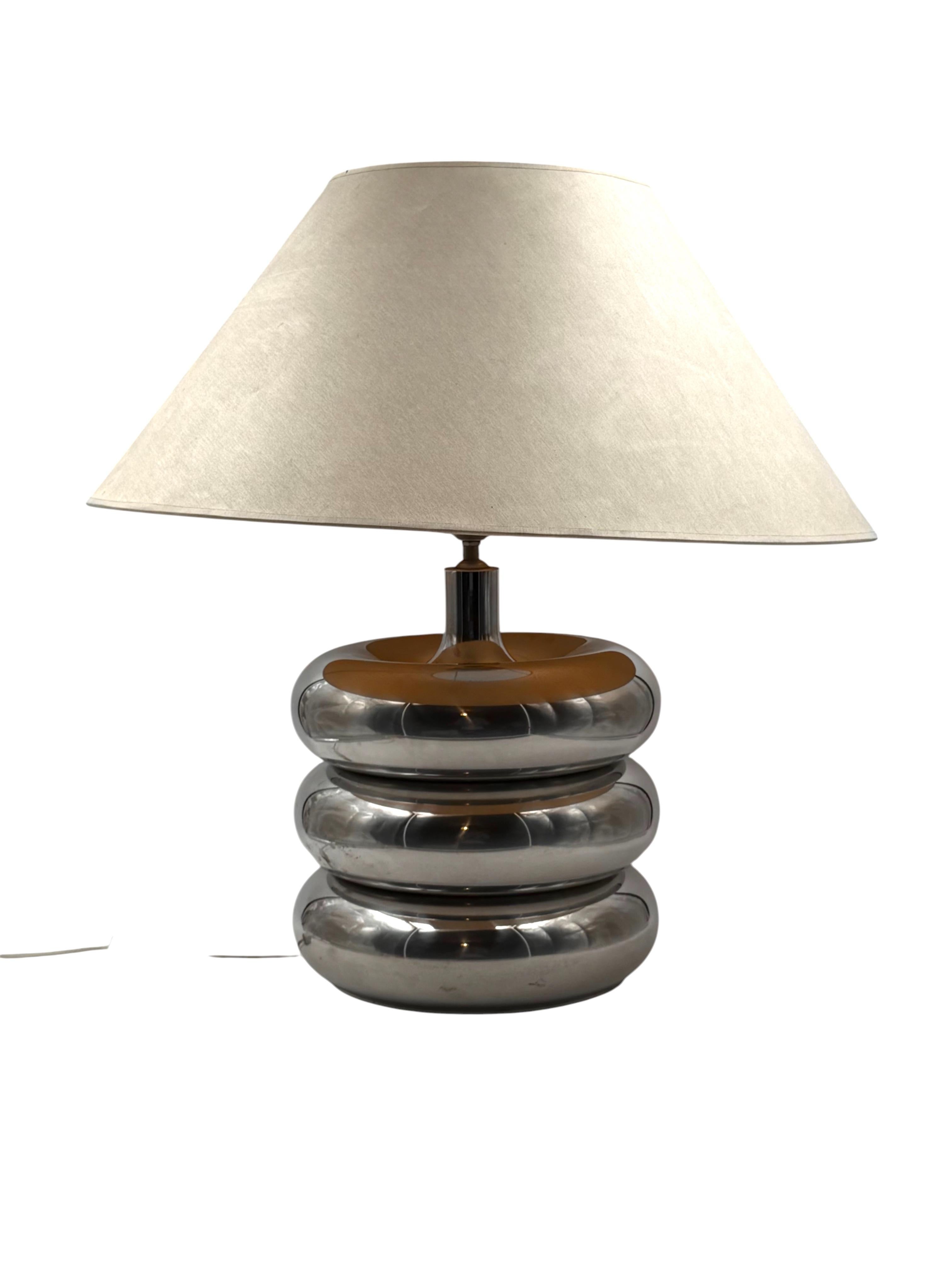 Italian Hollywood regency chromed table lamp base, Luci Italy, 1970s in vendita