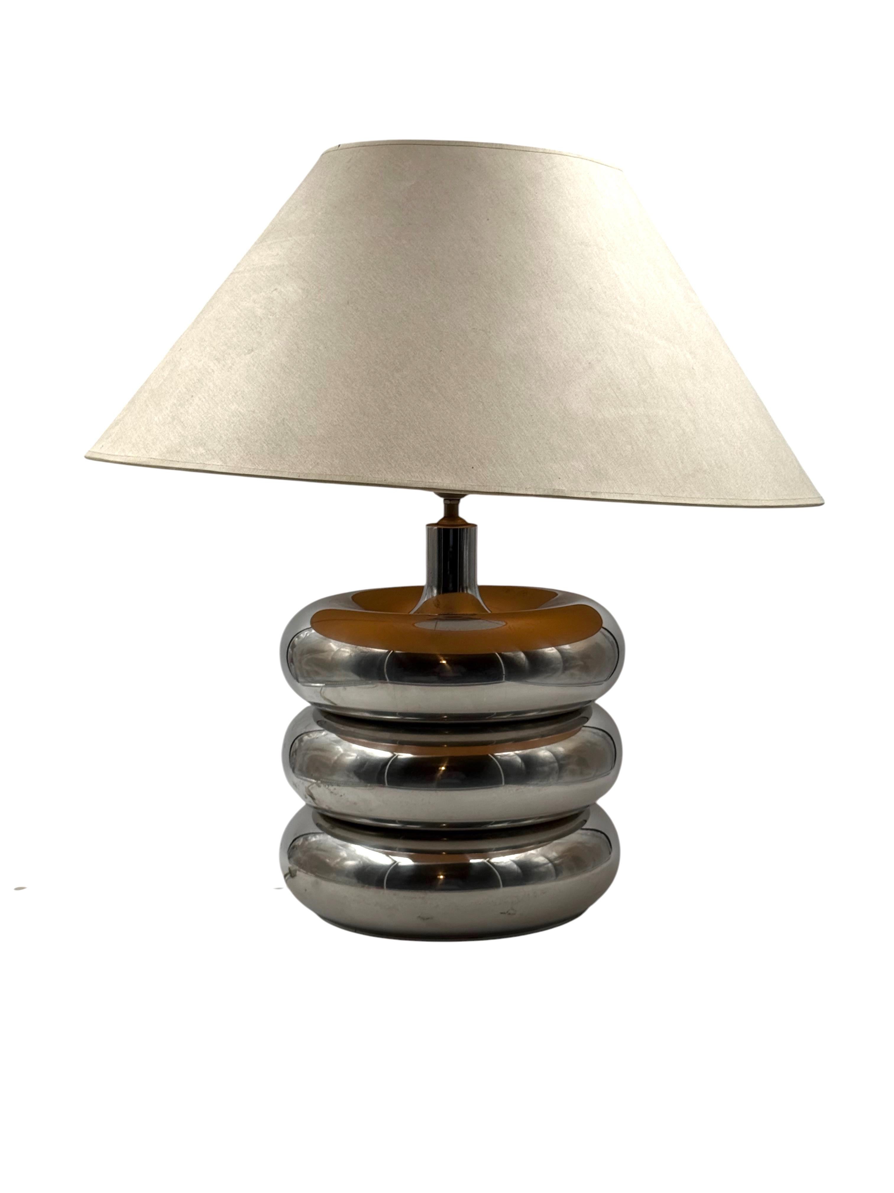 Hollywood regency chromed table lamp base, Luci Italy, 1970s In condizioni ottime in vendita a Firenze, IT