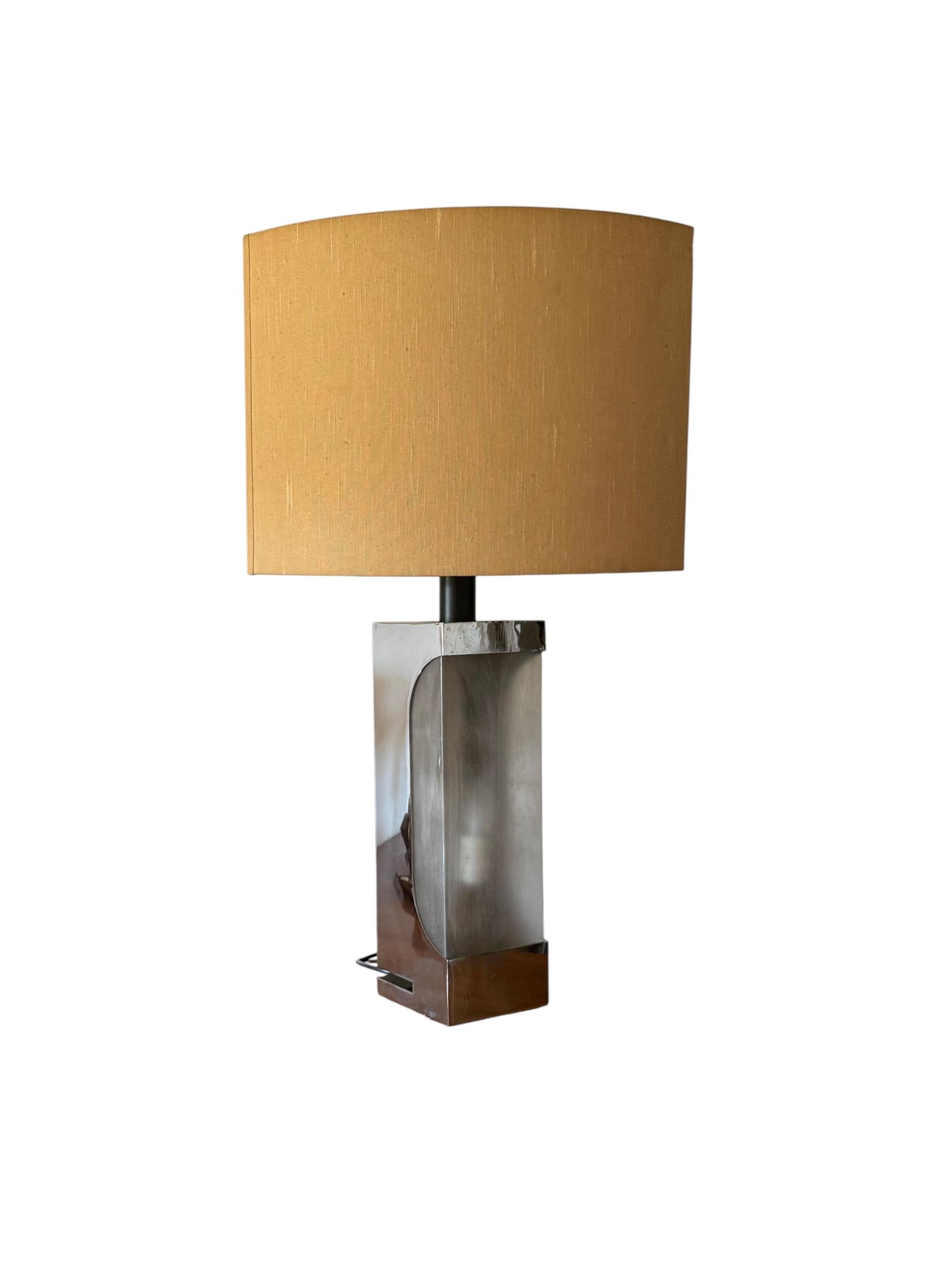 Italian Base de lampe de table chromée Hollywood regency, Luci Milano Italie, années 1970 en vente