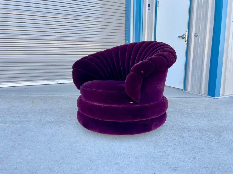 Hollywood Regency Clamshell Swivel Chairs For Sale at 1stDibs