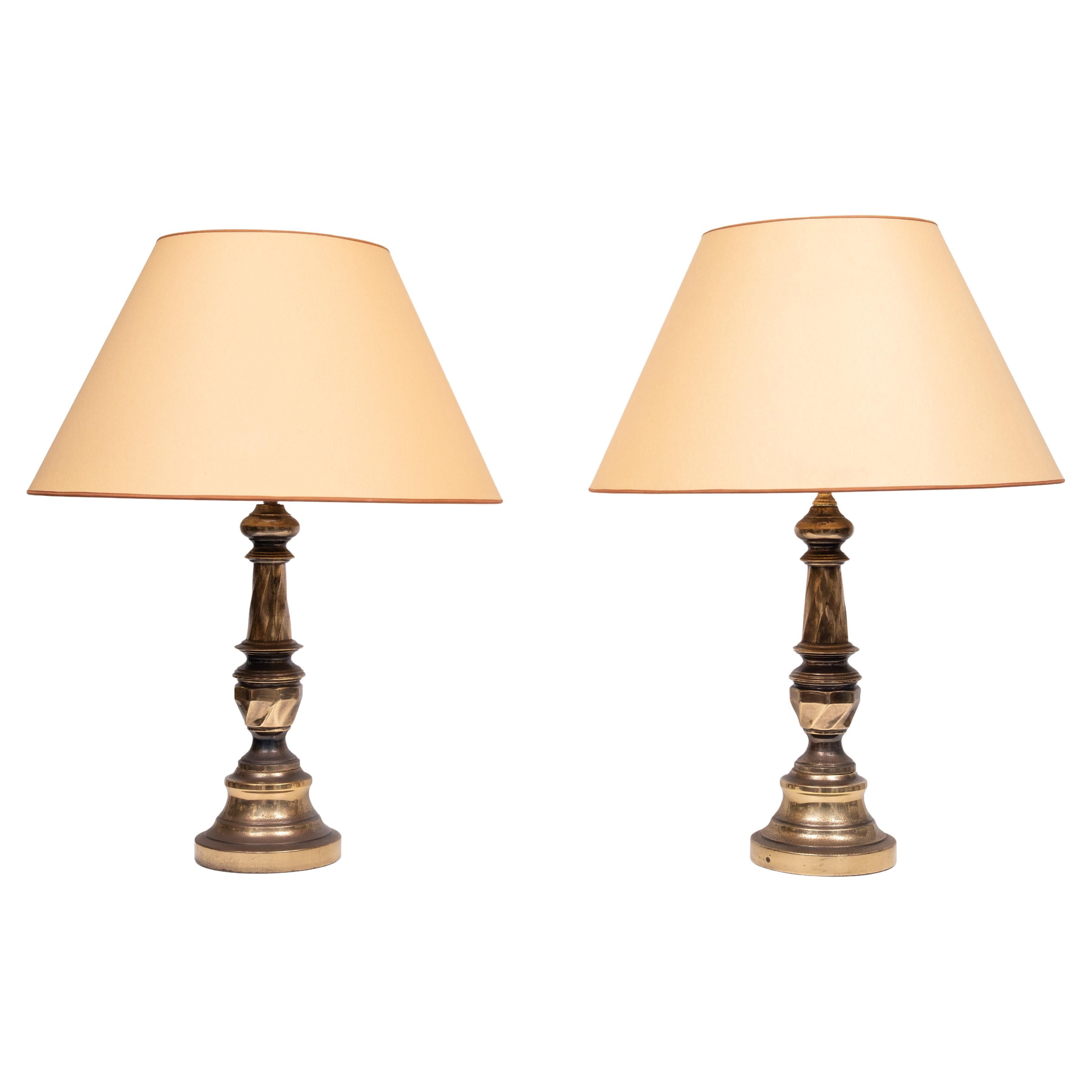 Hollywood Regency  Classic Brass Table lamps 1970s France