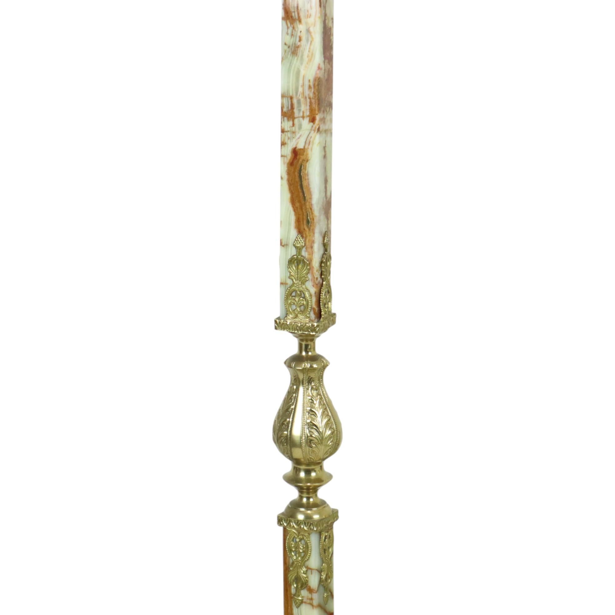 Italiano Hollywood Regency Coat Rack Onyx and Brass Fifties 167cm in vendita